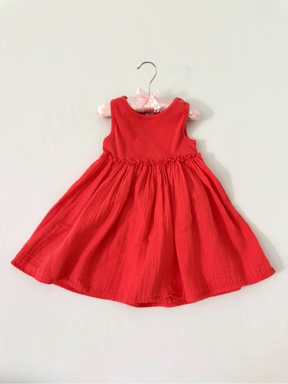GAP Red Sleeveless Gathered Waist Dress